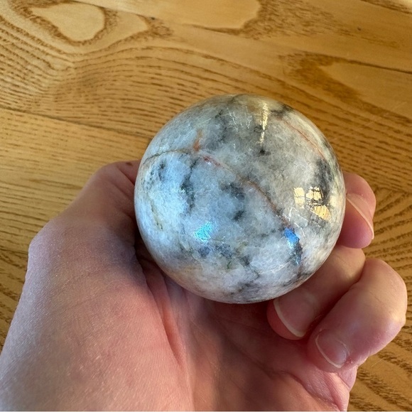 Labradorite polished gray sparkly rock egg-shaped gemstone marbled treasure 3” - Picture 5 of 7